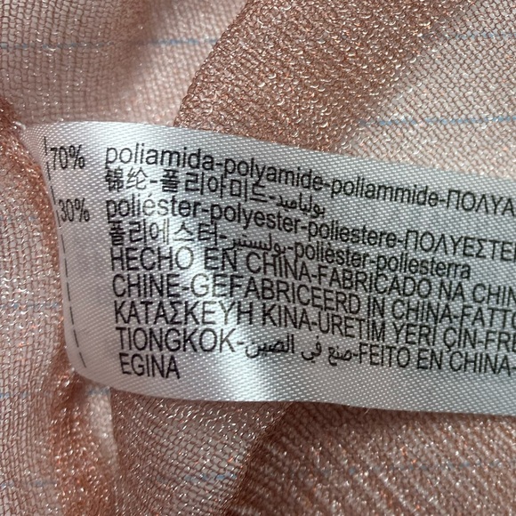NWOT Zara Metallic Rose Gold Sheer Top - Picture 5 of 6